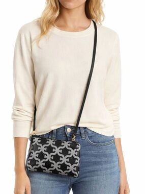 NWT Sam Edelman Heritage Signature Multi Crossbody Bag Black Logo Pouch